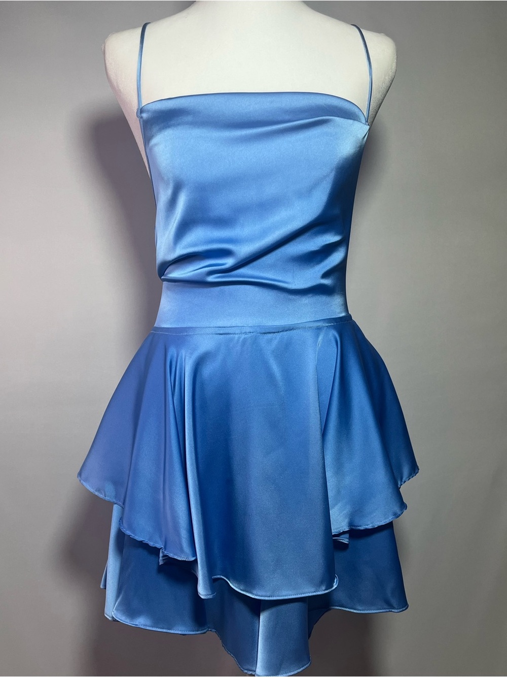 Open Back Satin Strappy Dress-Illusion Romper